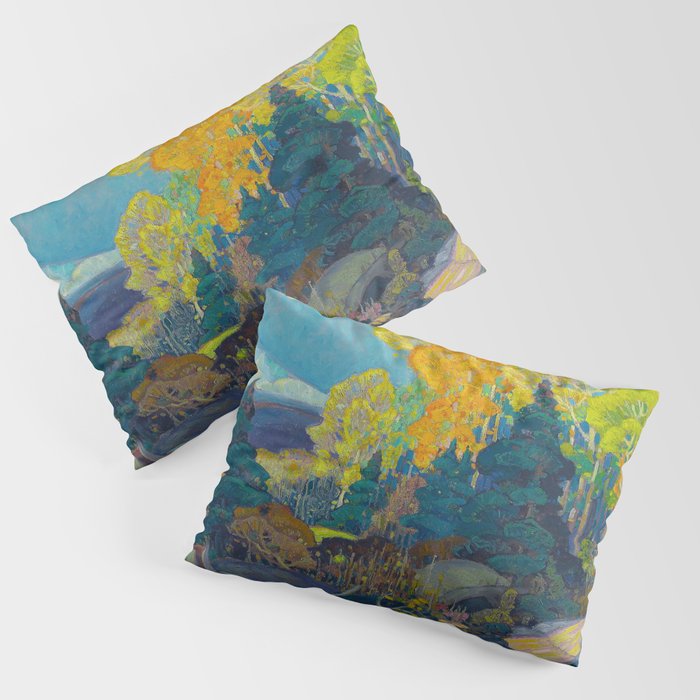 Canadian Landscape Franklin Carmichael Art Nouveau Post-Impressionism Autumn Hillside Pillow Sham Gallery Image 1