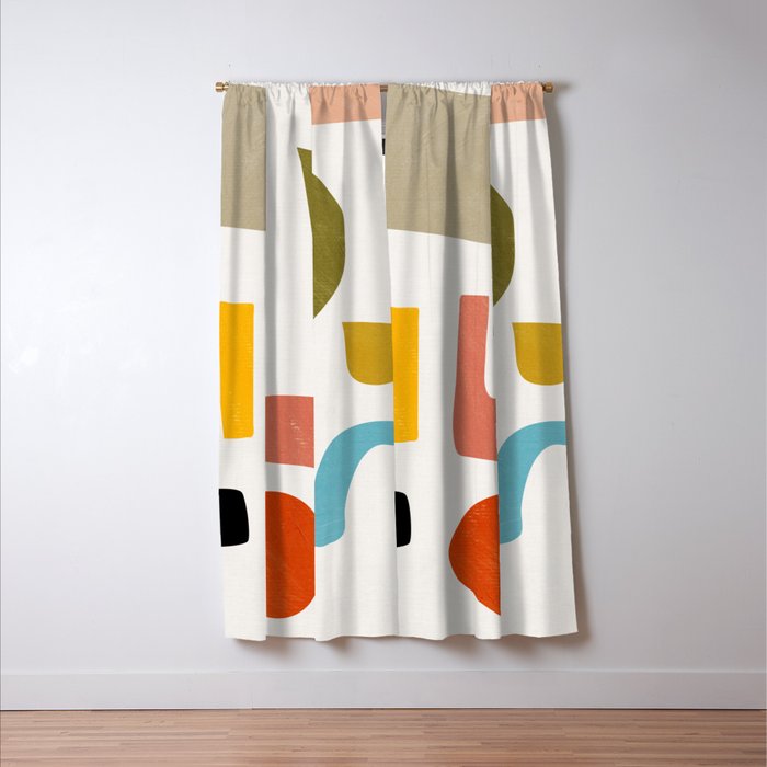 Modern Minimalist Shapes Digital Cut Out Artwork Window Curtain Gallery Image 3