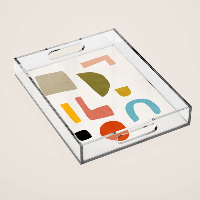 Modern Minimalist Shapes Digital Cut Out Artwork Acrylic Tray Gallery Image 1