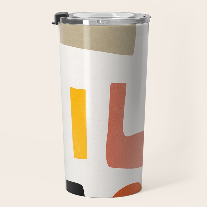 Modern Minimalist Shapes Digital Cut Out Artwork Travel Mug Gallery Image 3