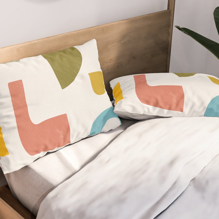Modern Minimalist Shapes Digital Cut Out Artwork Pillow Sham Gallery Image 2