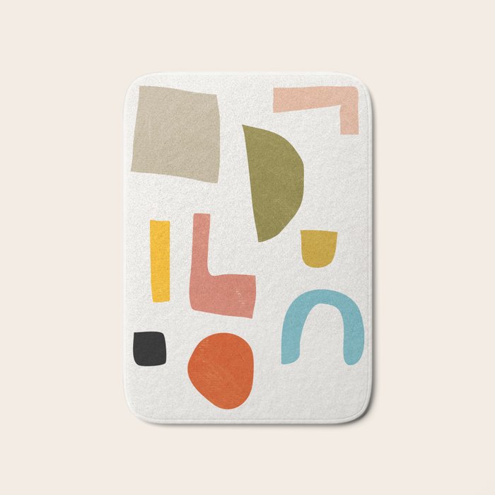 Modern Minimalist Shapes Digital Cut Out Artwork Bath Mat Gallery Image 1