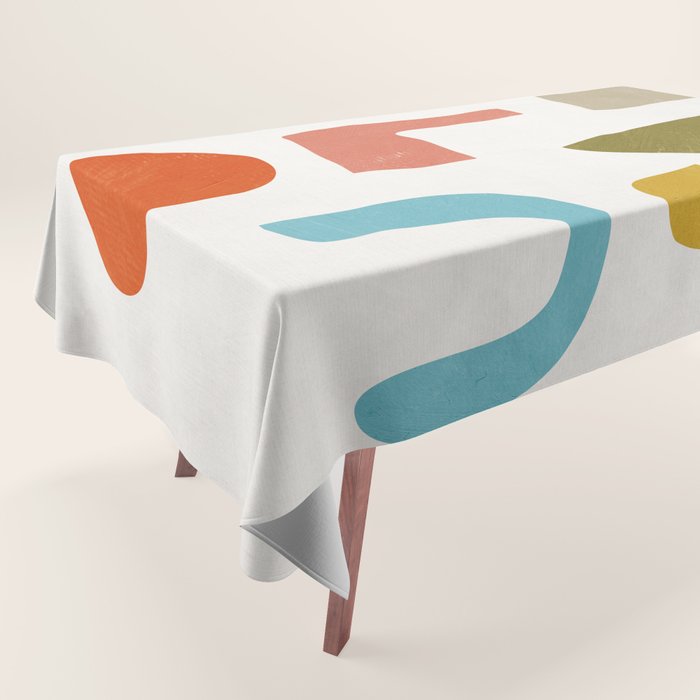 Modern Minimalist Shapes Digital Cut Out Artwork Tablecloth