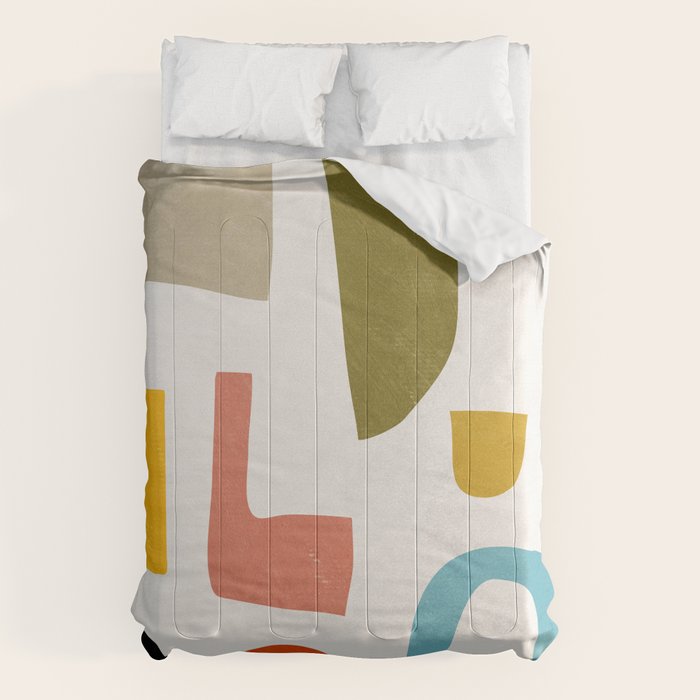 Modern Minimalist Shapes Digital Cut Out Artwork Comforter Gallery Image 6
