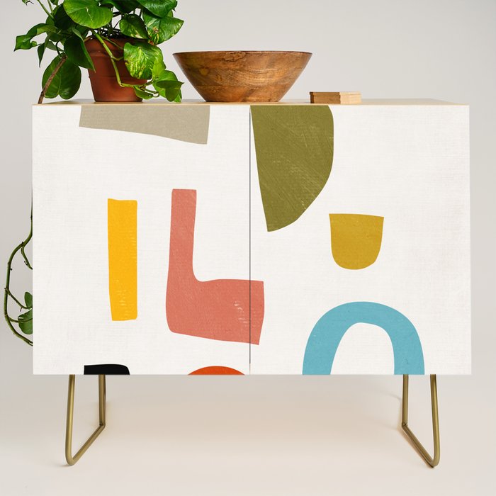 Modern Minimalist Shapes Digital Cut Out Artwork Credenza Gallery Image 1
