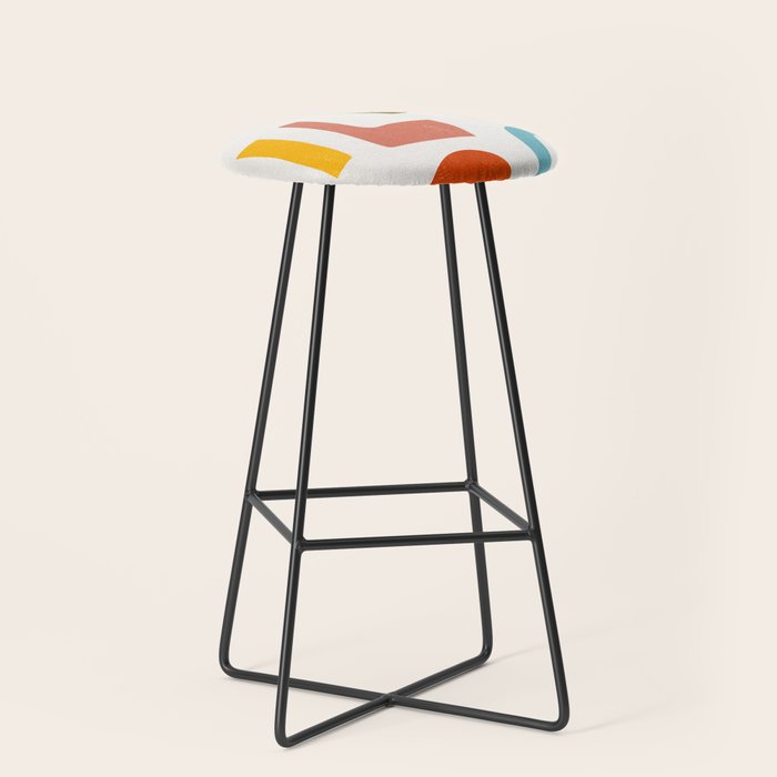 Modern Minimalist Shapes Digital Cut Out Artwork Stool Gallery Image 1