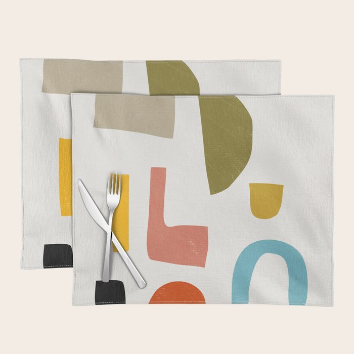 Modern Minimalist Shapes Digital Cut Out Artwork Placemat Gallery Image 1