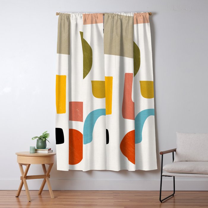 Modern Minimalist Shapes Digital Cut Out Artwork Window Curtain Gallery Image 5