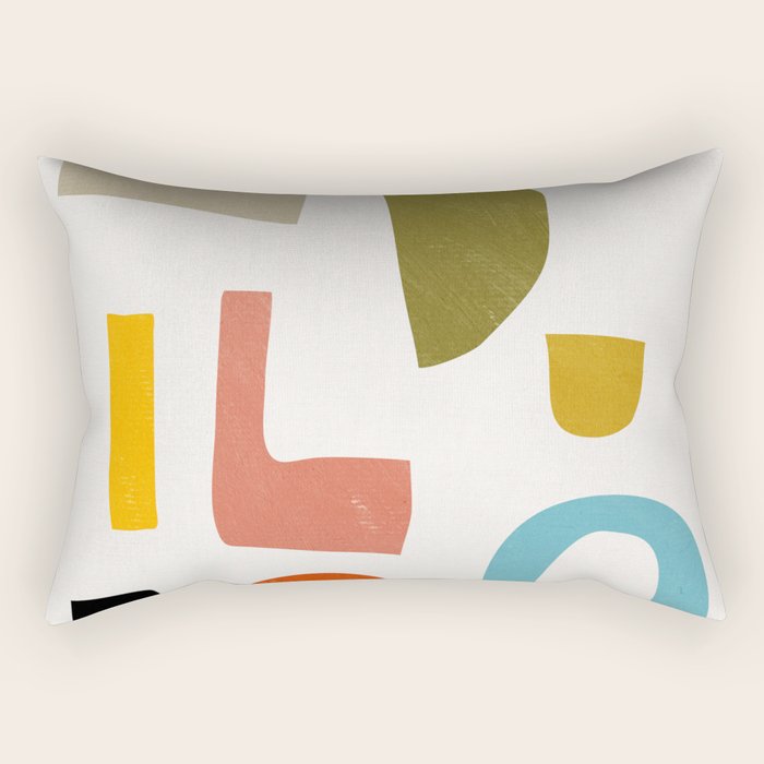 Modern Minimalist Shapes Digital Cut Out Artwork Rectangular Pillow Gallery Image 1
