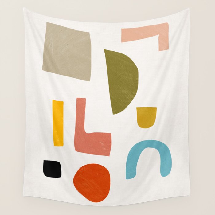 Modern Minimalist Shapes Digital Cut Out Artwork Wall Tapestry Gallery Image 4