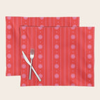 Daisy Stripes Pattern in Preppy Pink and Red Placemat Gallery Image 1
