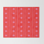 Daisy Stripes Pattern in Preppy Pink and Red Throw Blanket Gallery Image 2