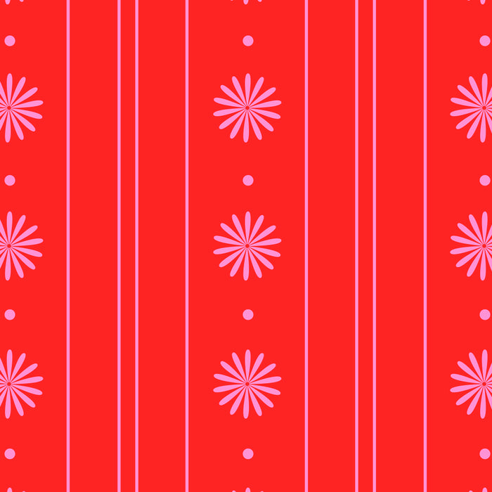 Daisy Stripes Pattern in Preppy Pink and Red Coffee Mug Gallery Image 2