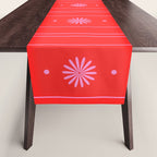 Daisy Stripes Pattern in Preppy Pink and Red Table Runner Gallery Image 1