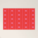 Daisy Stripes Pattern in Preppy Pink and Red Welcome Mat Gallery Image 1