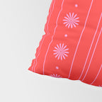 Daisy Stripes Pattern in Preppy Pink and Red Pillow Sham Gallery Image 4