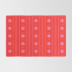 Daisy Stripes Pattern in Preppy Pink and Red Rug Gallery Image 2