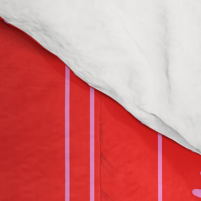 Daisy Stripes Pattern in Preppy Pink and Red Comforter Gallery Image 4