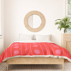 Daisy Stripes Pattern in Preppy Pink and Red Duvet Cover Gallery Image 3