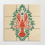Fluidity in Color: A Watercolor Portrait of the Majestic Lobster Wood Wall Art Gallery Image 1