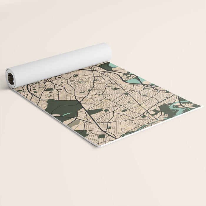 Boston City Map of the United States - Vintage Yoga Mat Gallery Image 2