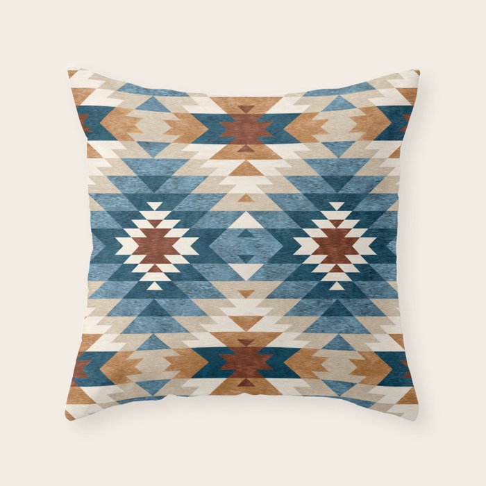 Aztec Pattern Blue Colors Throw Pillow Gallery Image 6
