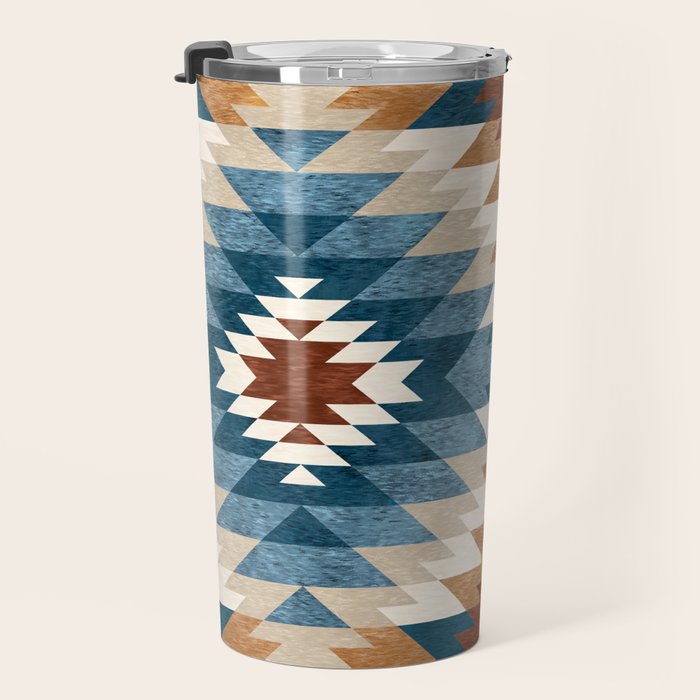 Aztec Pattern Blue Colors Travel Mug Gallery Image 3