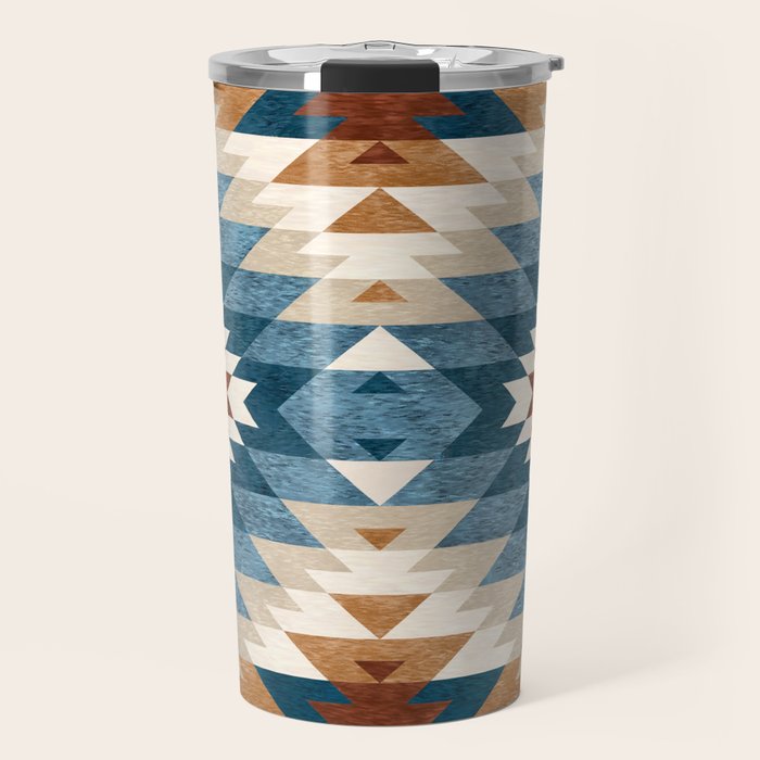 Aztec Pattern Blue Colors Travel Mug Gallery Image 1