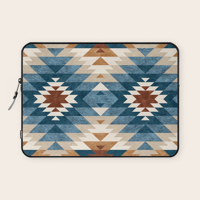 Aztec Pattern Blue Colors Laptop Sleeve Gallery Image 1