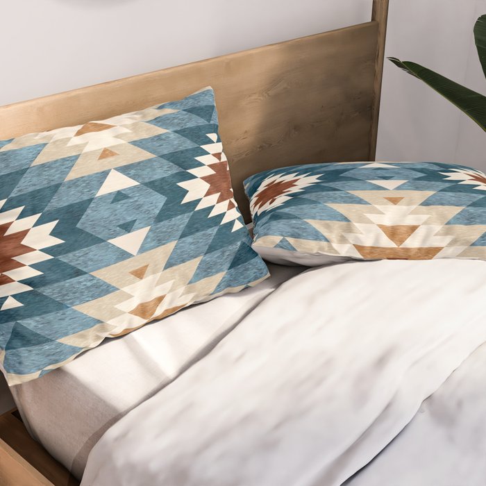 Aztec Pattern Blue Colors Pillow Sham Gallery Image 2