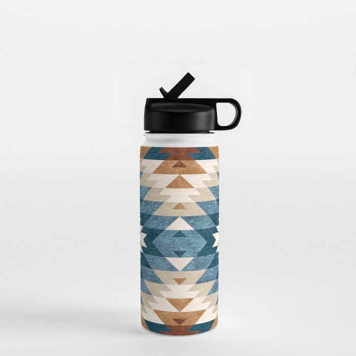Aztec Pattern Blue Colors Water Bottle Gallery Image 1