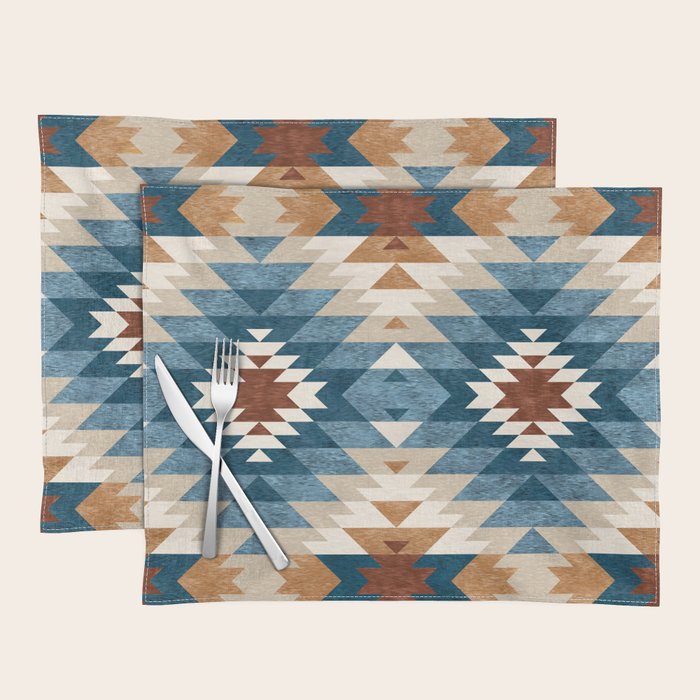 Aztec Pattern Blue Colors Placemat Gallery Image 1