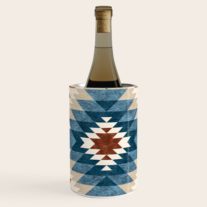 Aztec Pattern Blue Colors Wine Chiller Gallery Image 3