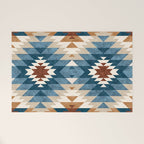 Aztec Pattern Blue Colors Welcome Mat Gallery Image 1