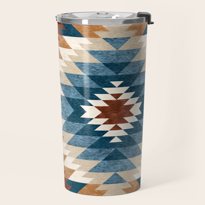Aztec Pattern Blue Colors Travel Mug Gallery Image 2