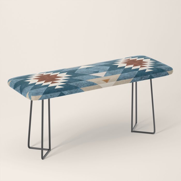 Aztec Pattern Blue Colors Bench Gallery Image 1