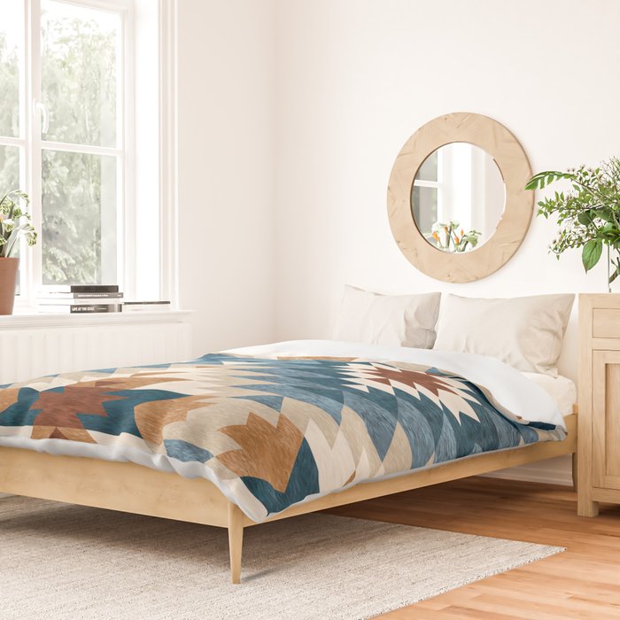 Aztec Pattern Blue Colors Duvet Cover Gallery Image 2