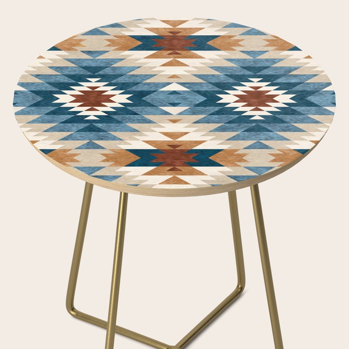 Aztec Pattern Blue Colors Side Table Gallery Image 2