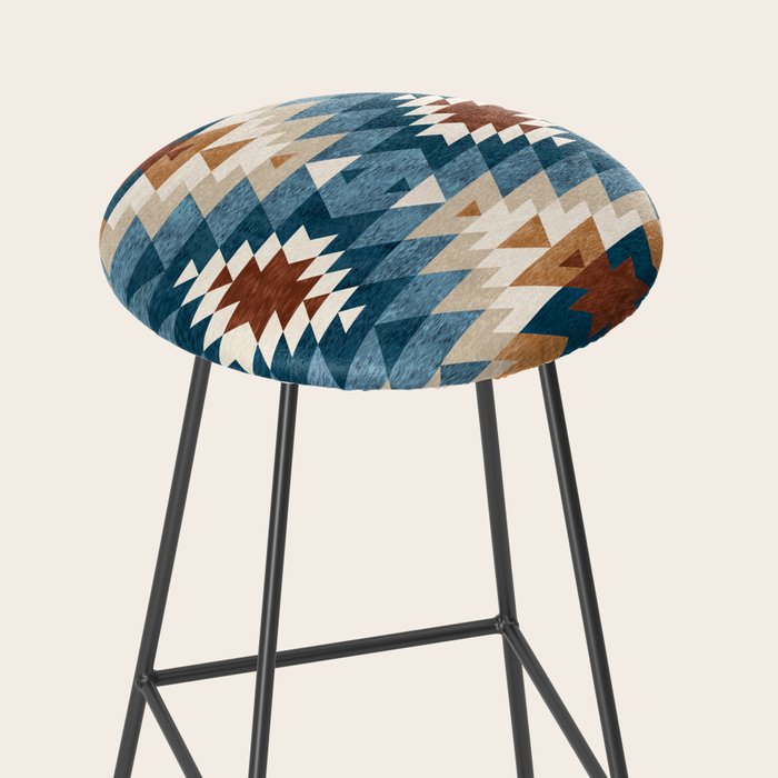 Aztec Pattern Blue Colors Stool Gallery Image 2