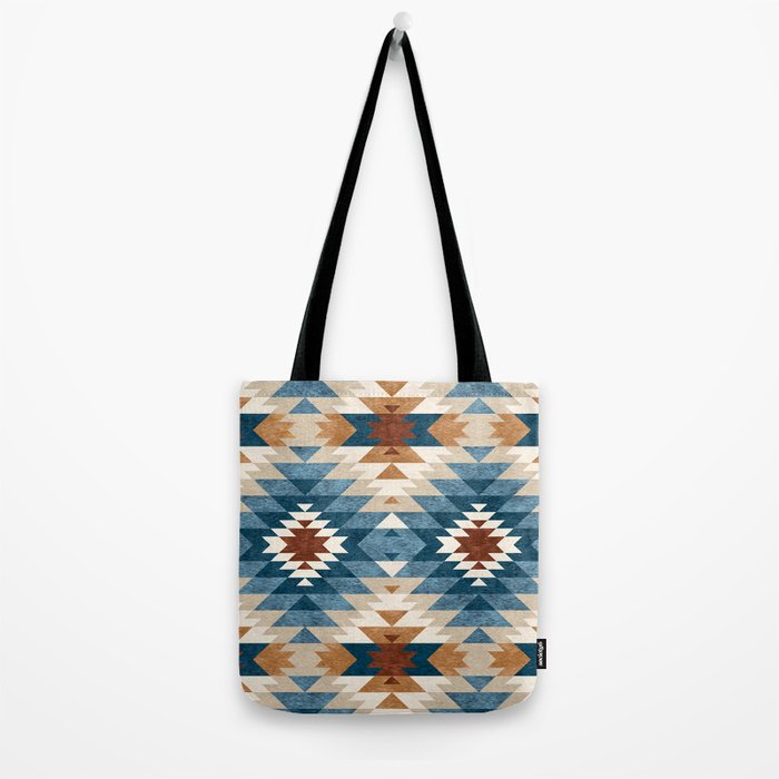 Aztec Pattern Blue Colors Tote Bag Gallery Image 2
