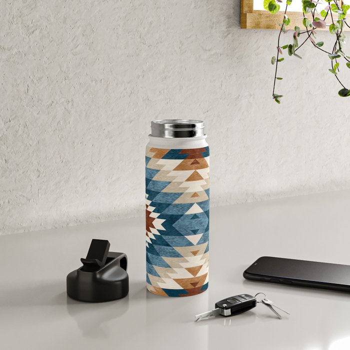 Aztec Pattern Blue Colors Water Bottle Gallery Image 4