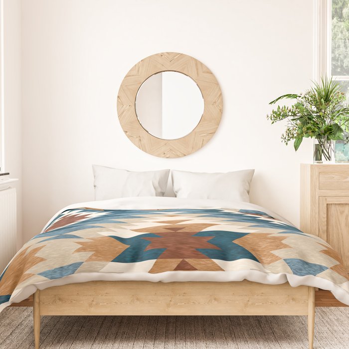 Aztec Pattern Blue Colors Duvet Cover Gallery Image 3
