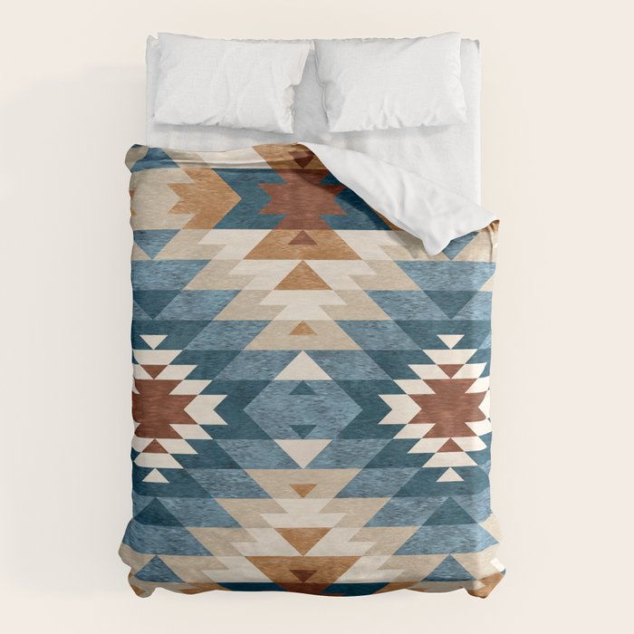 Aztec Pattern Blue Colors Duvet Cover Gallery Image 1