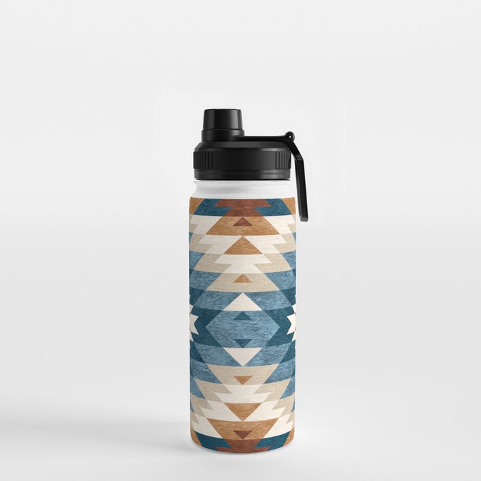 Aztec Pattern Blue Colors Water Bottle Gallery Image 2