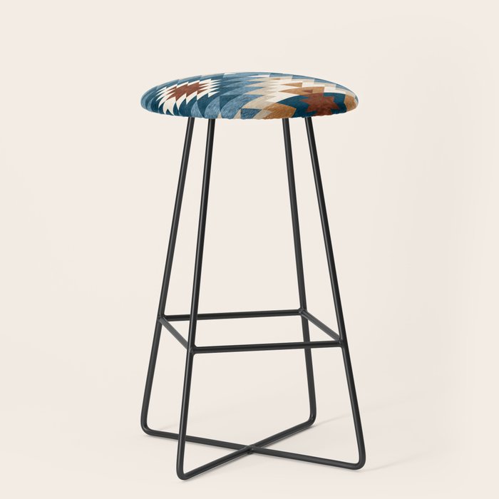 Aztec Pattern Blue Colors Stool Gallery Image 1