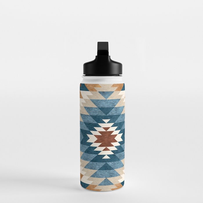 Aztec Pattern Blue Colors Water Bottle Gallery Image 3