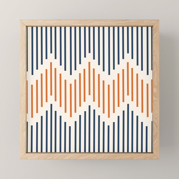 Geometric Arrow Lines 2 in Navy Blue Orange Mini Art Print Gallery Image 1