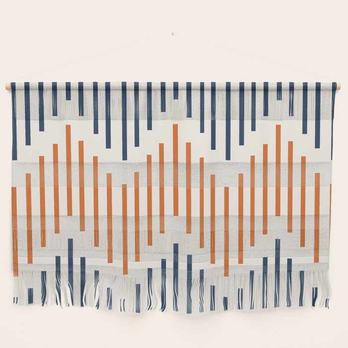 Geometric Arrow Lines 2 in Navy Blue Orange Wall Hanging Gallery Image 1