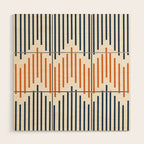 Geometric Arrow Lines 2 in Navy Blue Orange Wood Wall Art Gallery Image 1