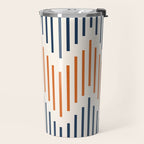 Geometric Arrow Lines 2 in Navy Blue Orange Travel Mug Gallery Image 2